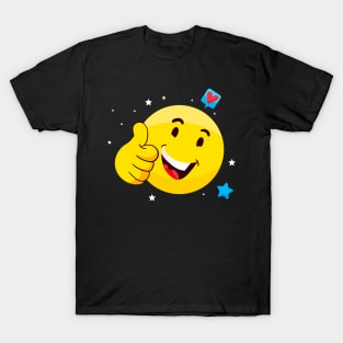 Emote Smile Thumbs Up Emoticon Funny Face T-Shirt